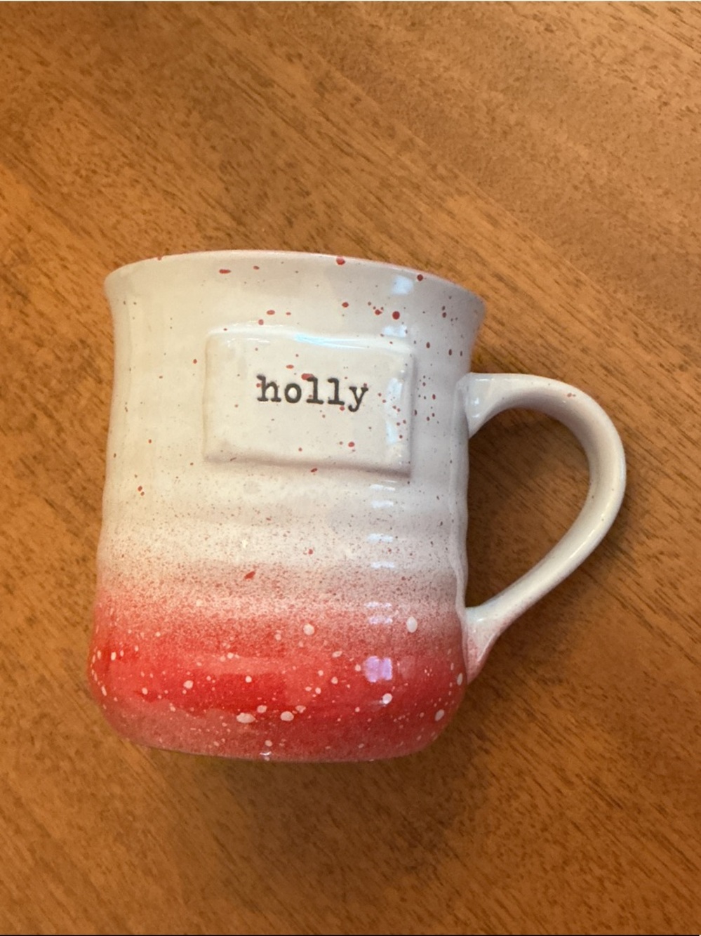 Peppermint Holly Ceramic Mug in White and Red Ombre